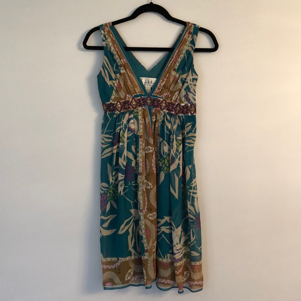 Nicole Miller Tropical Print Cocktail Dress.
